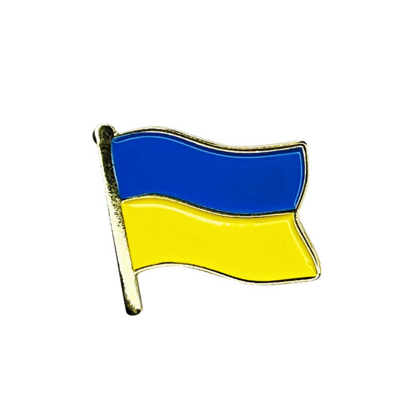The flag of Ukraine, blue and yellow set onto a small lapel enamel pin, eastern european jewlery