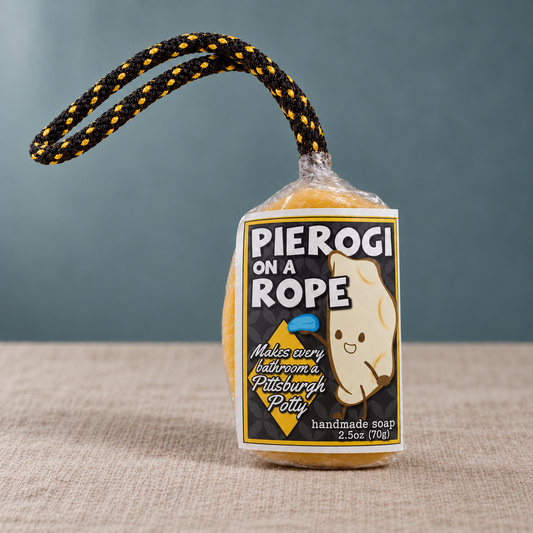 Black and Gold Pierogi Soap on a Rope