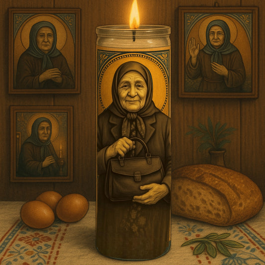 Babushka Shopping Prayer Candle