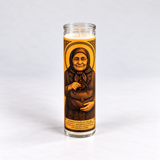 Babushka Shopping Prayer Candle