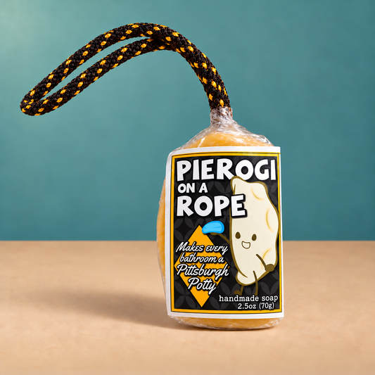 Black and Gold Pierogi Soap on a Rope