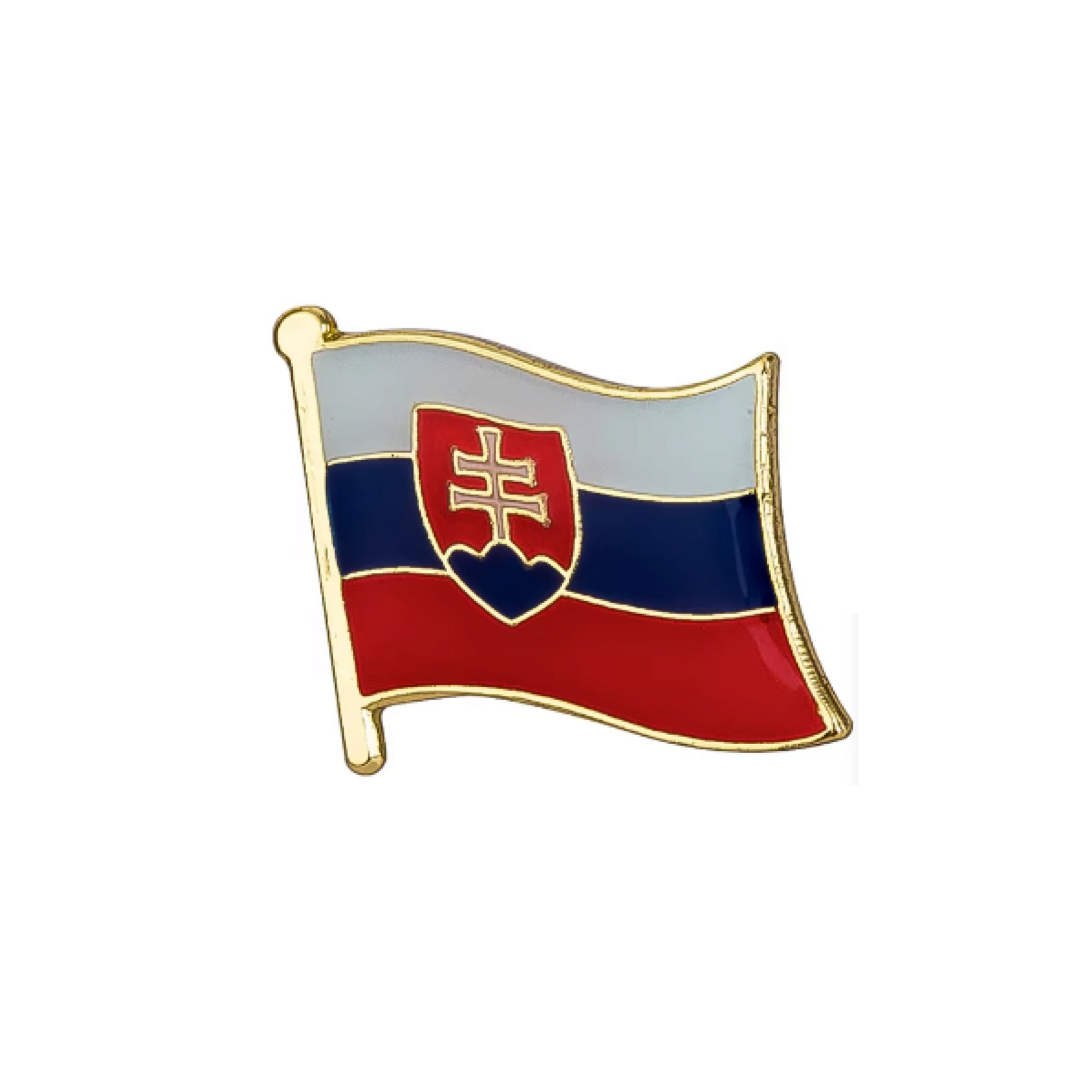The flag of Slovakia, Red White and Blue,  set onto a small lapel enamel pin, eastern european jewlery