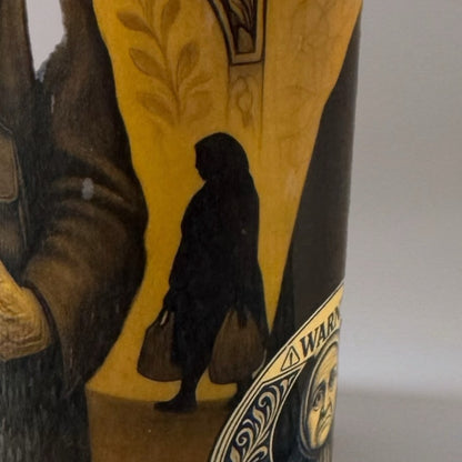 babushka woman carrying shopping bags candle