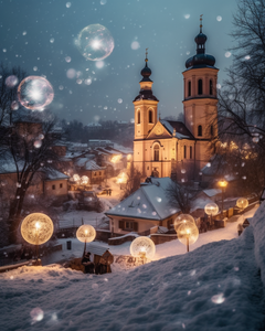 Slovak christmas in Poland a picture of a wintery European Christmas Scene with soap