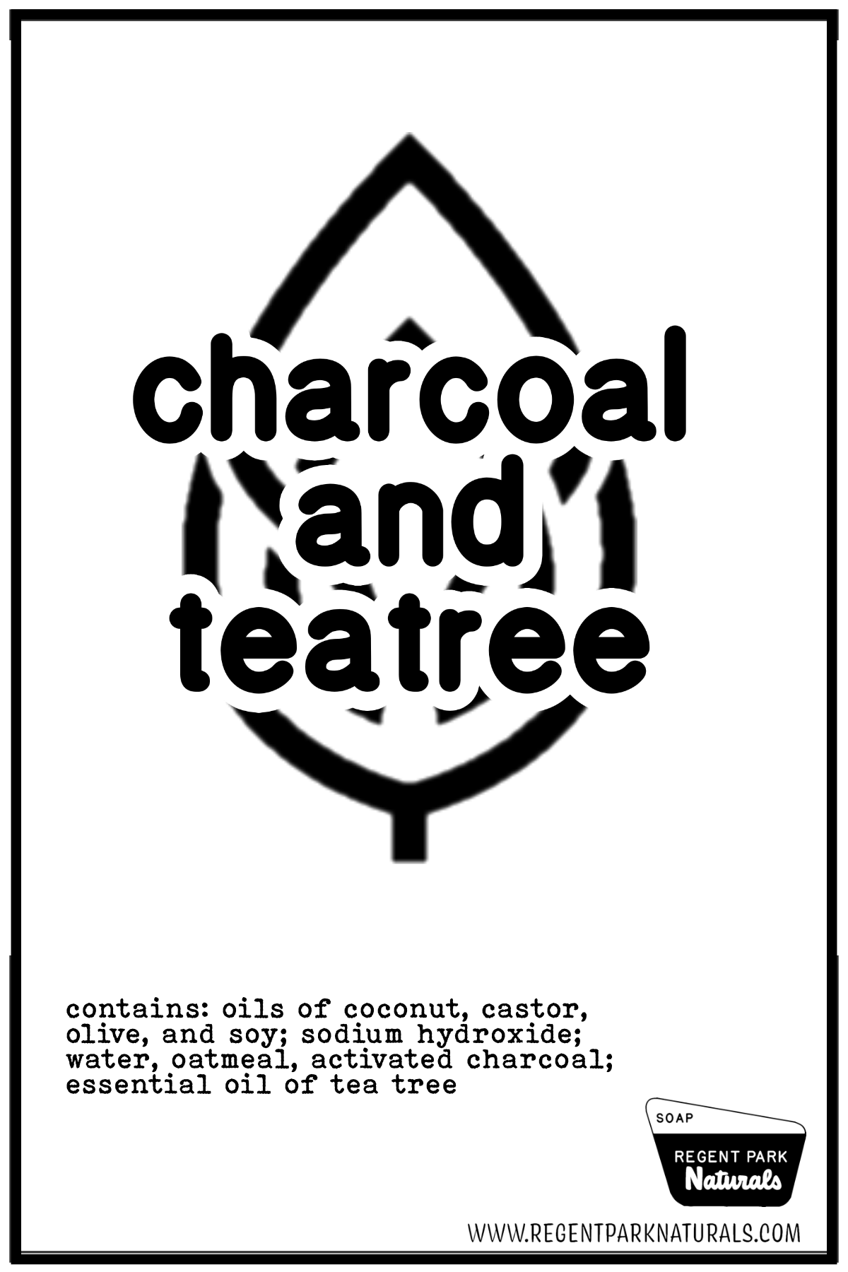 Charcoal soap micro exfoliant with tea tree oil anti fungal soap bar showing all natural ingredients.